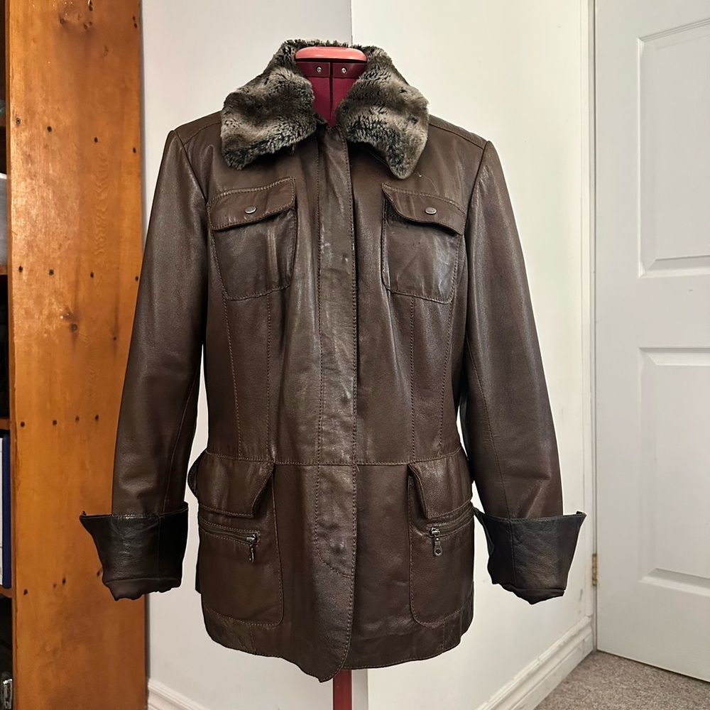 Danier Brown Genuine Leather Jacket – Size L